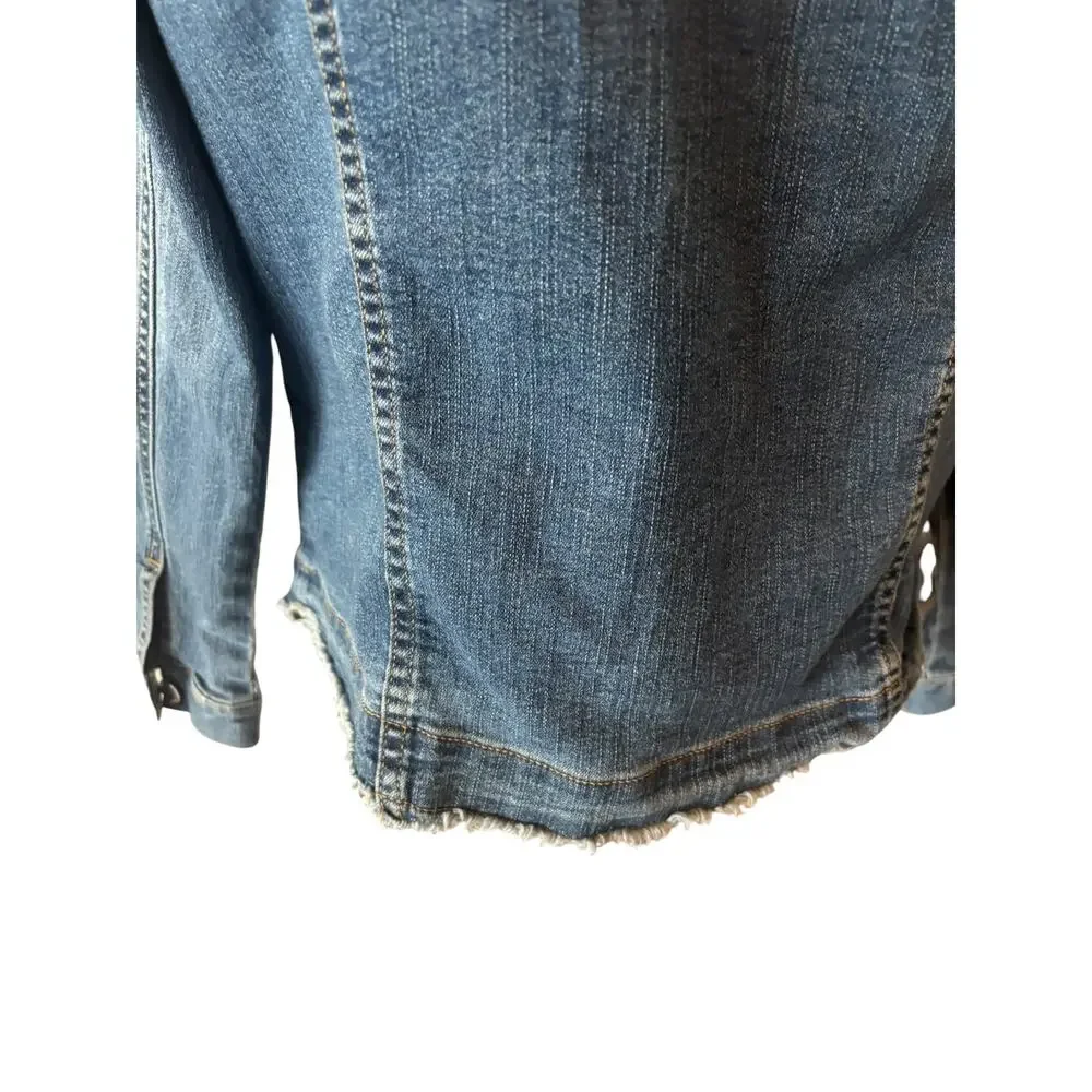 Creation L Denim Jacket with Rhinestones Size 12